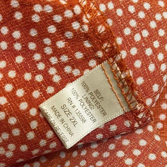 Liberty Love Burnt Orange Polka Dot Ruffled Off The Shoulder Midi knee Dress 2XL - Picture 5 of 9